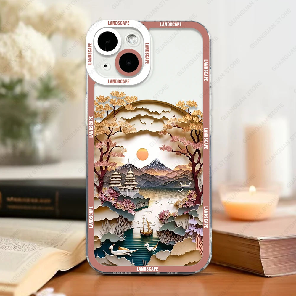 Premium Quality Art Oil Painting Design Case For iPhone, Soft Silicon Case, Magsafe Case With Camera Lens Protection, Bumper Cover Case