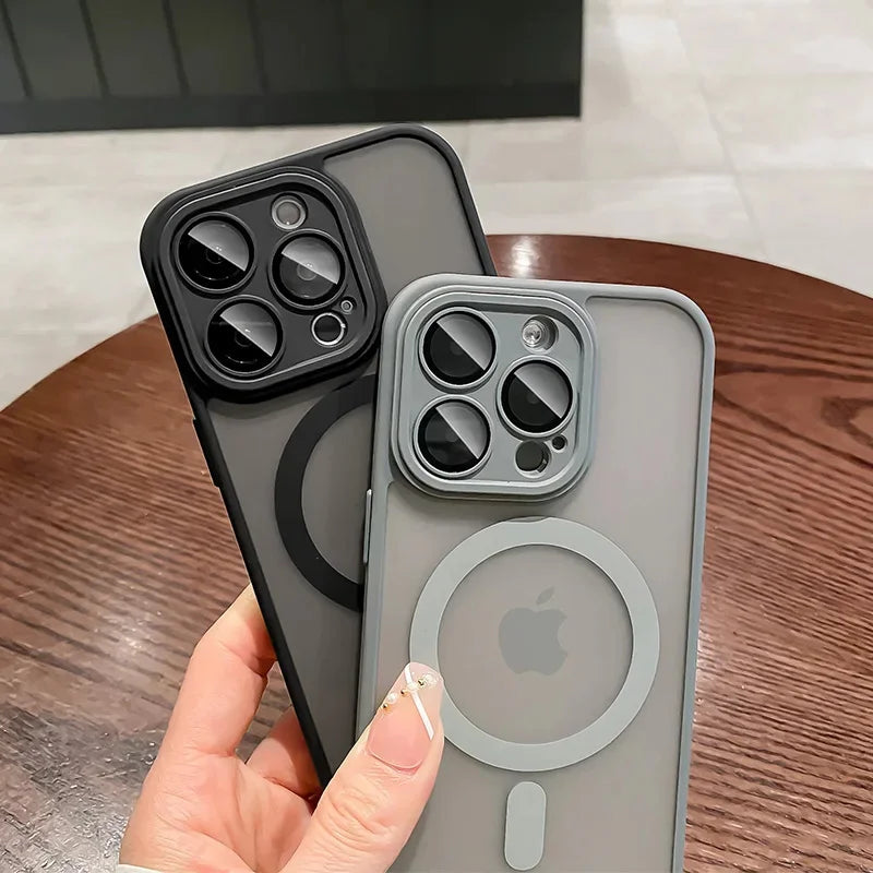 Premium Magnetic Phone Case, Luxury Matte Translucent Case, Shockproof Resistant, MagSafe Wireless Charging