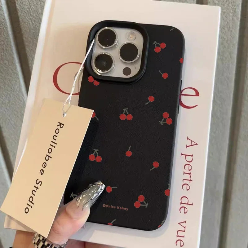 High Quality Silicone Phone Case, Cherry Design, Full Coverage Case, Shockproof Resistant