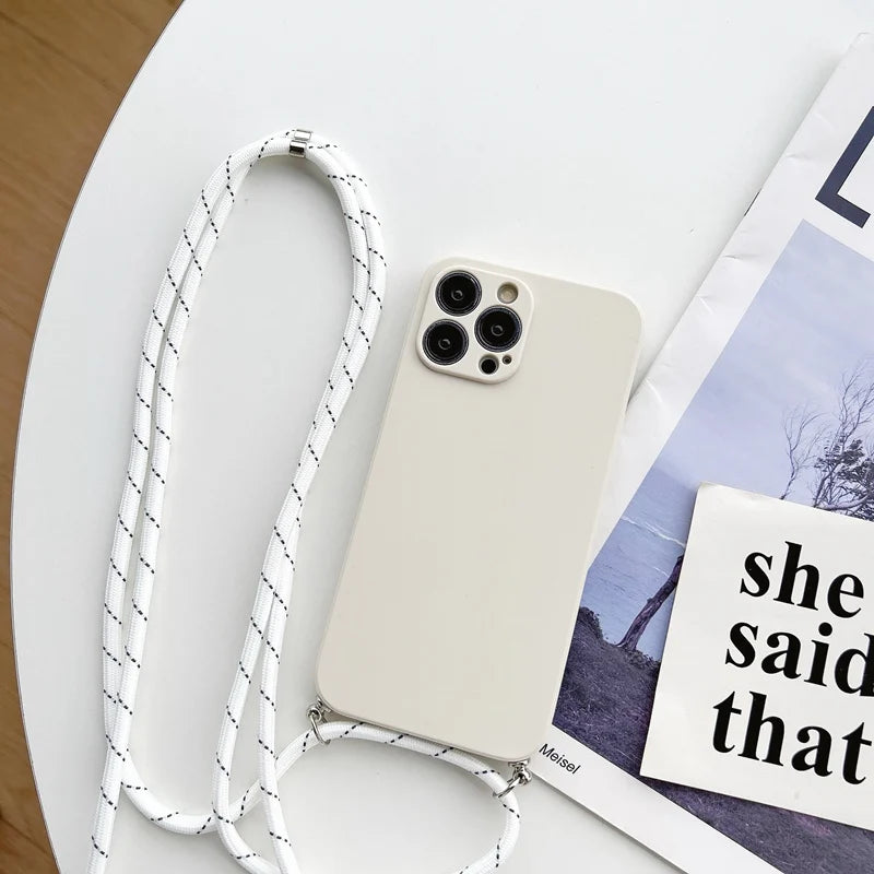 Premium Crossbody Silicone Case For iPhone, All Around Protection iPhone Case with Camera Lens Protection