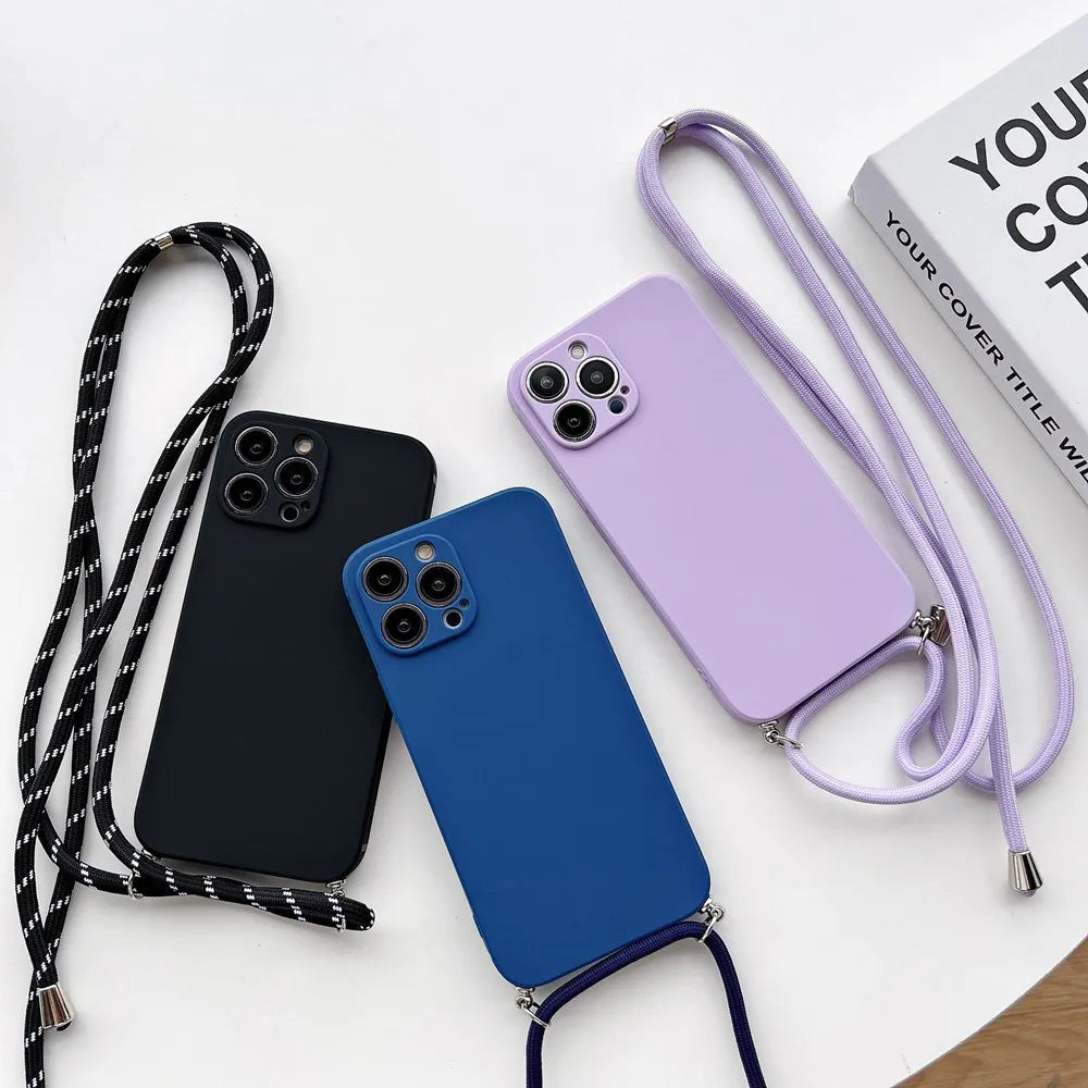 Premium Crossbody Silicone Case For iPhone, All Around Protection iPhone Case with Camera Lens Protection