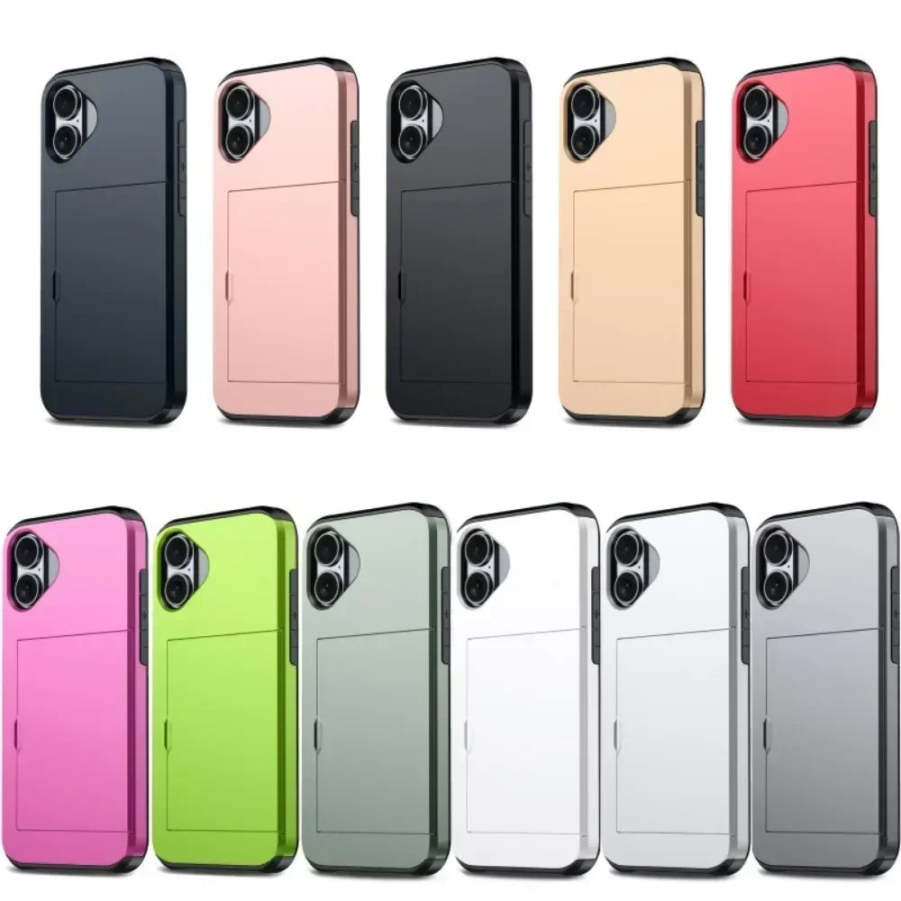 Premium iPhone Case Cover with Wallet Card Holder Slot, Shockproof Resistant Phone Case