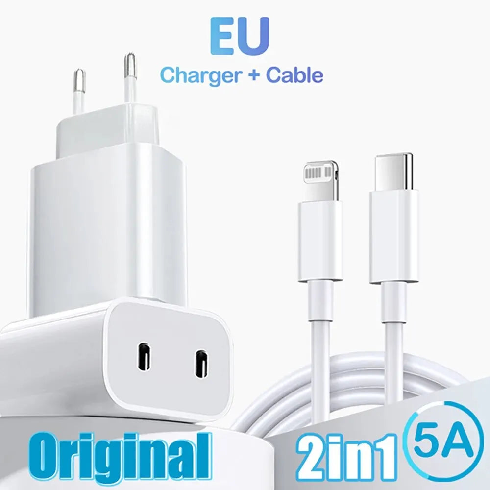 Premium Dual USB C Charger, Fast Charge USB Type C for iPhone