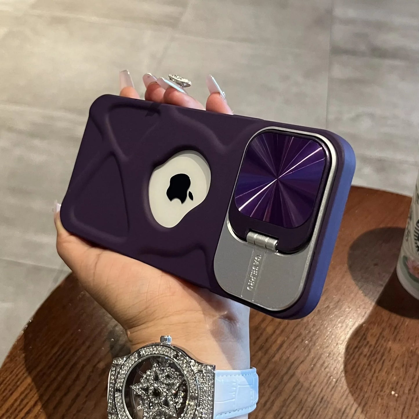 Premium Silicone Case, Magnetic Case with Camera Lens Protection Stand, MagSafe Charging and Unique Design