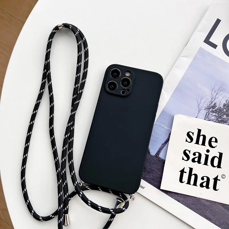 Premium Crossbody Silicone Case For iPhone, All Around Protection iPhone Case with Camera Lens Protection