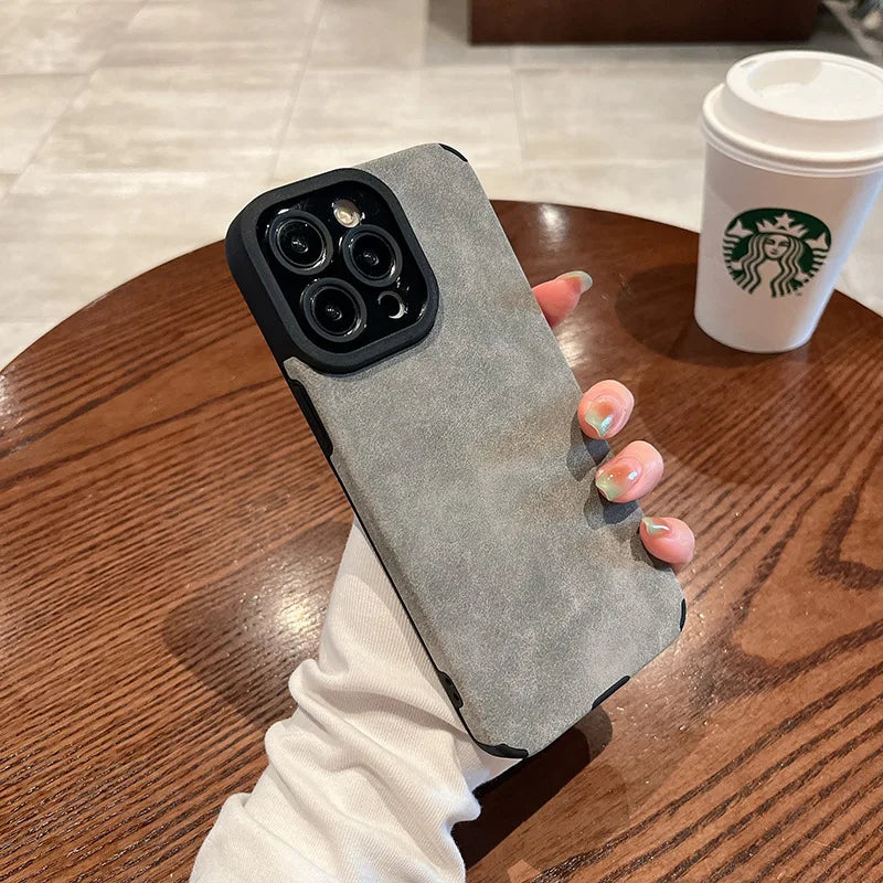 High Quality Silicone Leather Phone Case For iPhone 15 16 12 11 14, Camera Lens Protection Bumper Full Cover