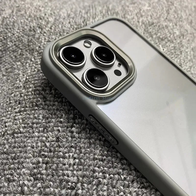 High Quality Transparent Silicone Phone Case for iPhone, Metal Frame Case, Shockproof Bumper Cover