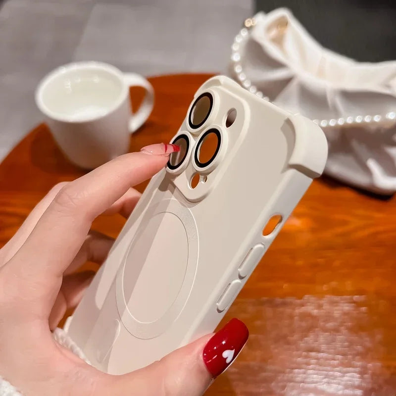 Luxury iPhone Case with Magsafe and Wireless Charging, Soft Camera Lens Protection, Shockproof and Anti-fingerprint Cover