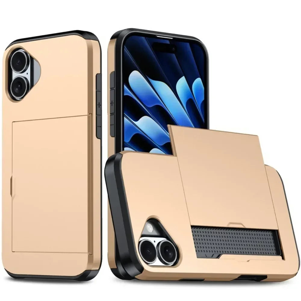 Premium iPhone Case Cover with Wallet Card Holder Slot, Shockproof Resistant Phone Case