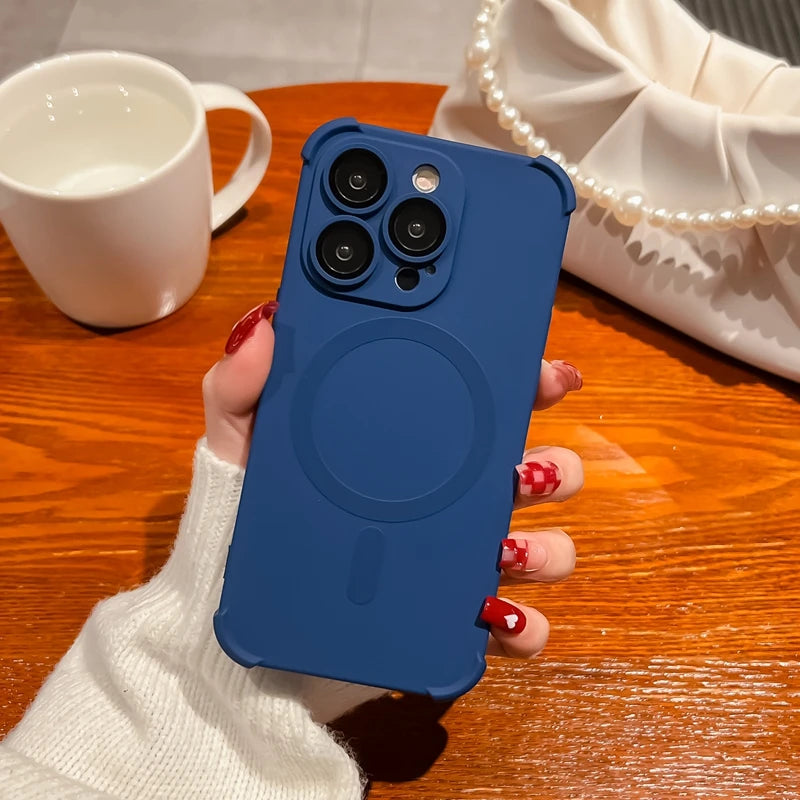 Luxury iPhone Case with Magsafe and Wireless Charging, Soft Camera Lens Protection, Shockproof and Anti-fingerprint Cover