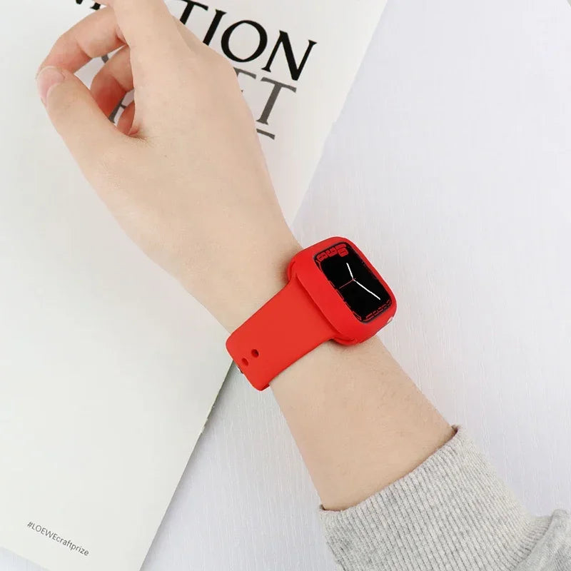 Premium Soft Silicone Case for Apple Watch 9 8 7 6 5, Series 44mm 40mm 41mm.