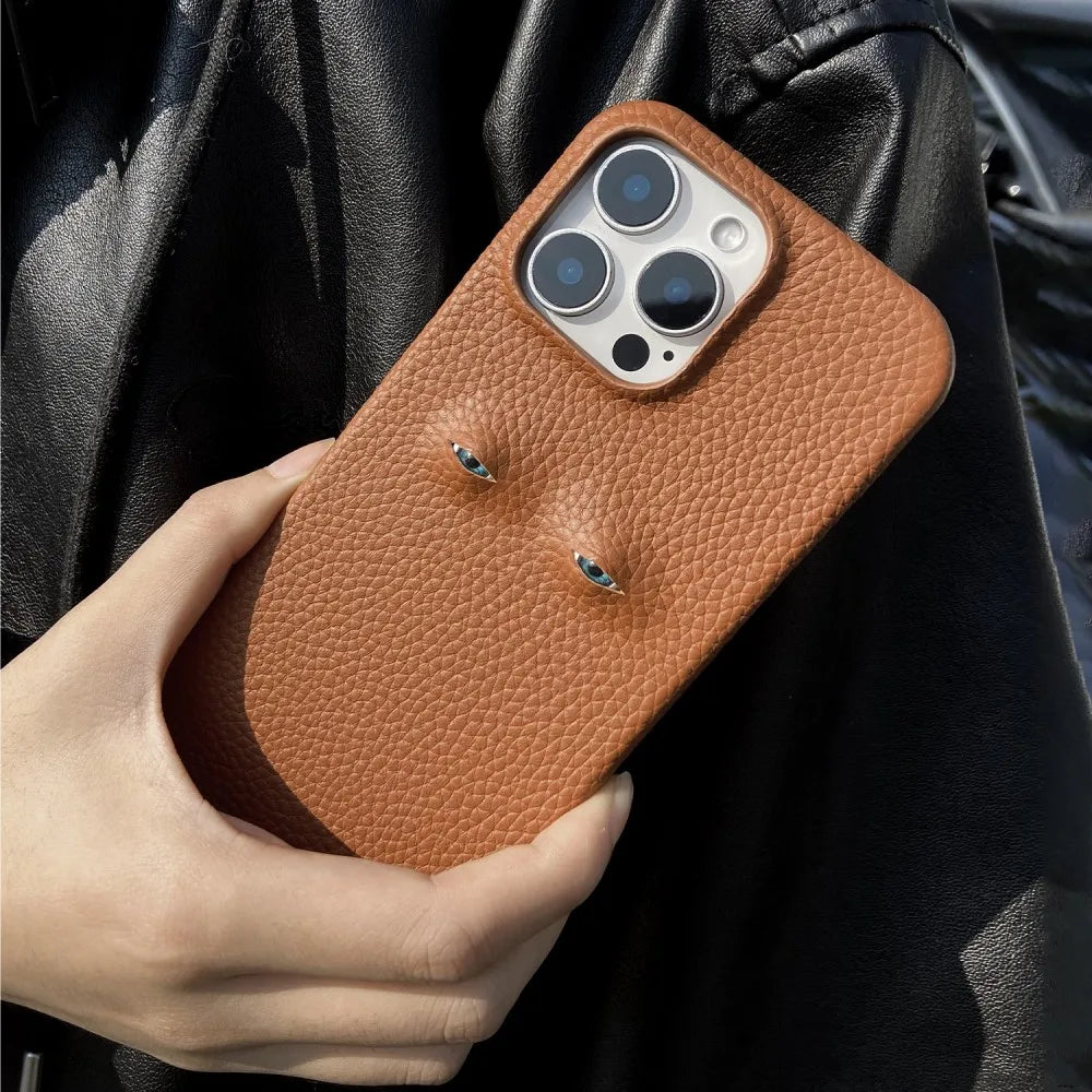 High Quality Leather for iPhone, Unique Eye Design, Full Back Cover Phone Case, Shock-proof Resistant and Anti-fingerprint Leather