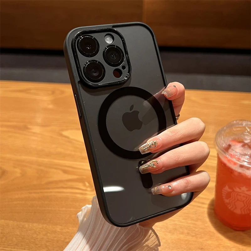 Luxury Silicone Case for iPhone, Wireless And Magnetic Charge Case, Camera Protection, Transparent Design