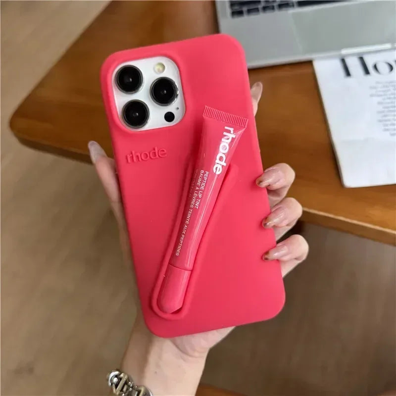 High Quality Silicone Case With Lipstick Portable Holder, Unique Design and Shock-proof Resistant Material