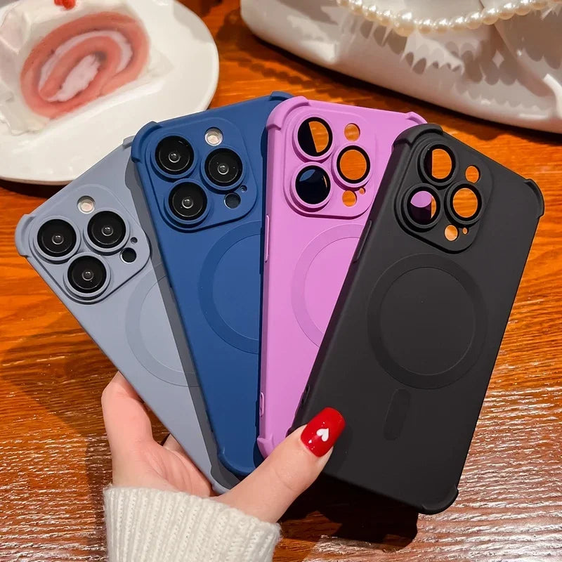 Luxury iPhone Case with Magsafe and Wireless Charging, Soft Camera Lens Protection, Shockproof and Anti-fingerprint Cover