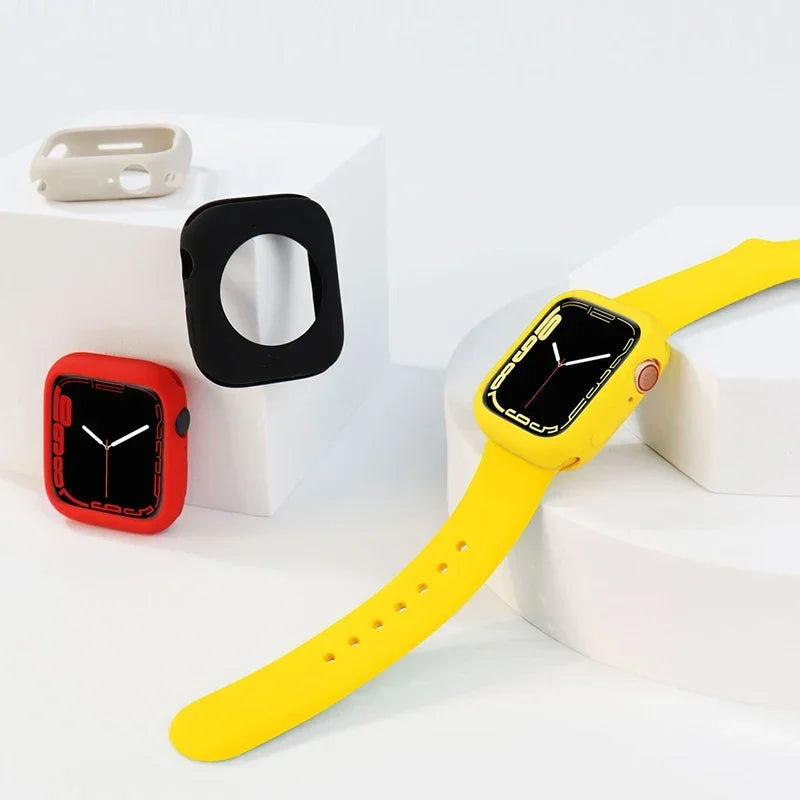 Premium Soft Silicone Case for Apple Watch 9 8 7 6 5, Series 44mm 40mm 41mm.