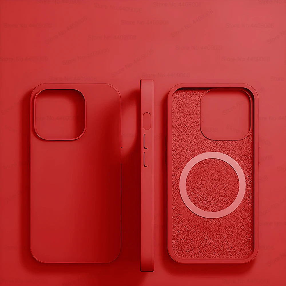 Premium Silicone iPhone Case with Wireless Charging and Magnetic Case for MagSafe, Soft Cover Phone Case, Shockproof Resistant.