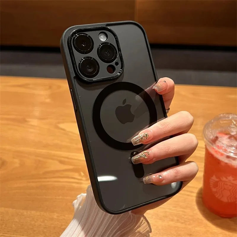 Luxury Silicone Case for iPhone, Wireless And Magnetic Charge Case, Camera Protection, Transparent Design