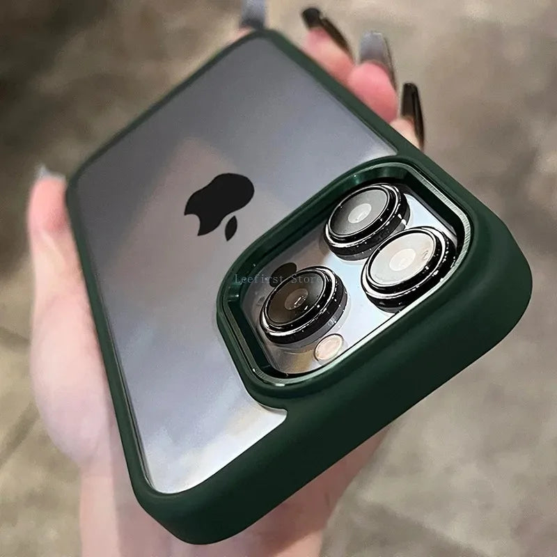 High Quality Transparent Silicone Phone Case for iPhone, Metal Frame Case, Shockproof Bumper Cover