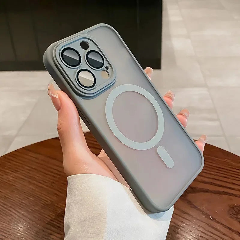 Premium Magnetic Phone Case, Luxury Matte Translucent Case, Shockproof Resistant, MagSafe Wireless Charging