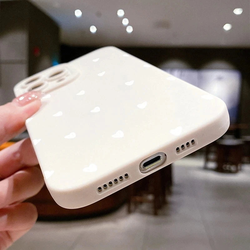 High Quality Silicone Case For iPhone, Cute Little Hearts Print, All Around Protection, Shock-proof Resistant and Anti-finger Print Phone Case