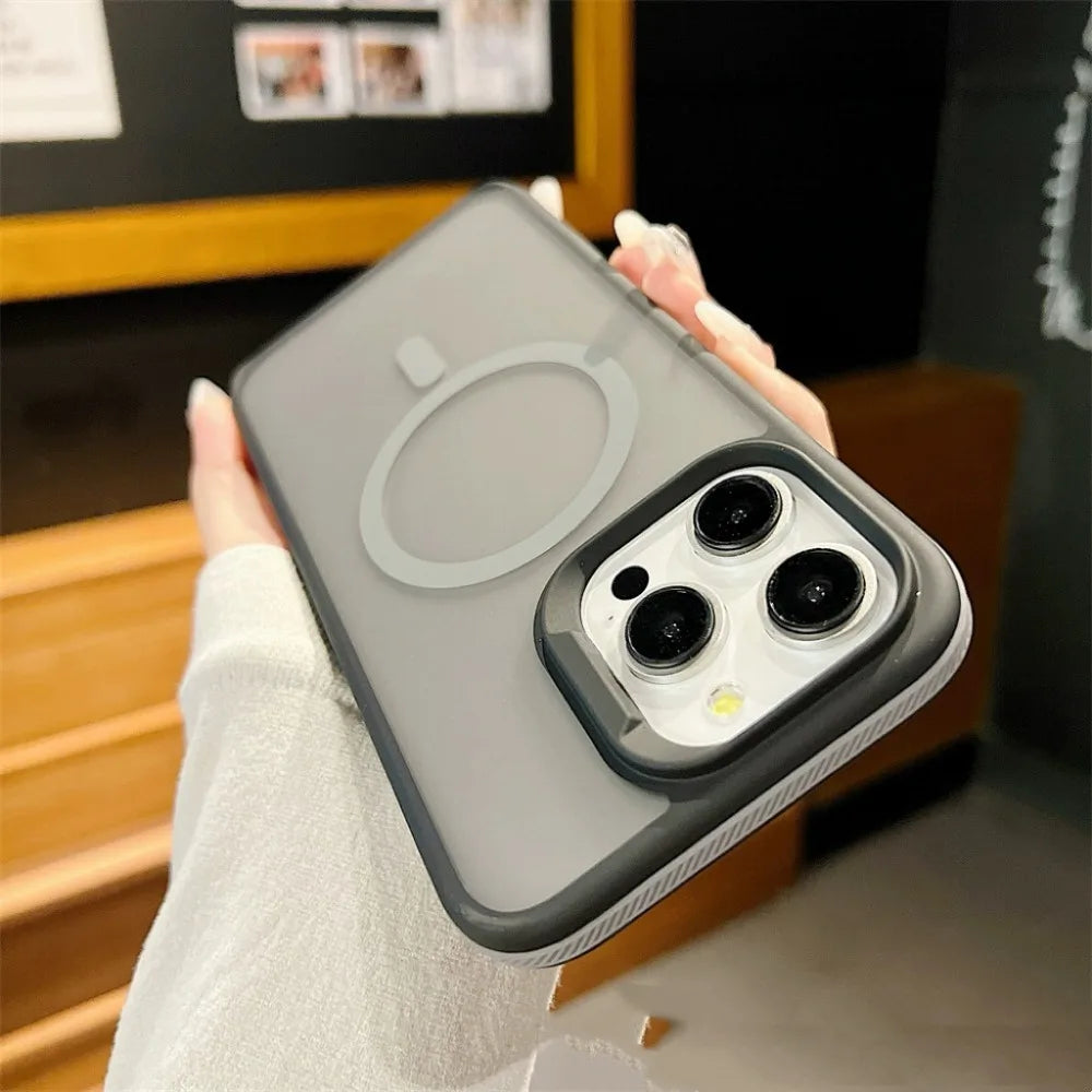 Luxury Magnetic and Magsafe Phone Case for iPhone, Translucent Material, Shockproof Case, Wireless and Magnetic Charging
