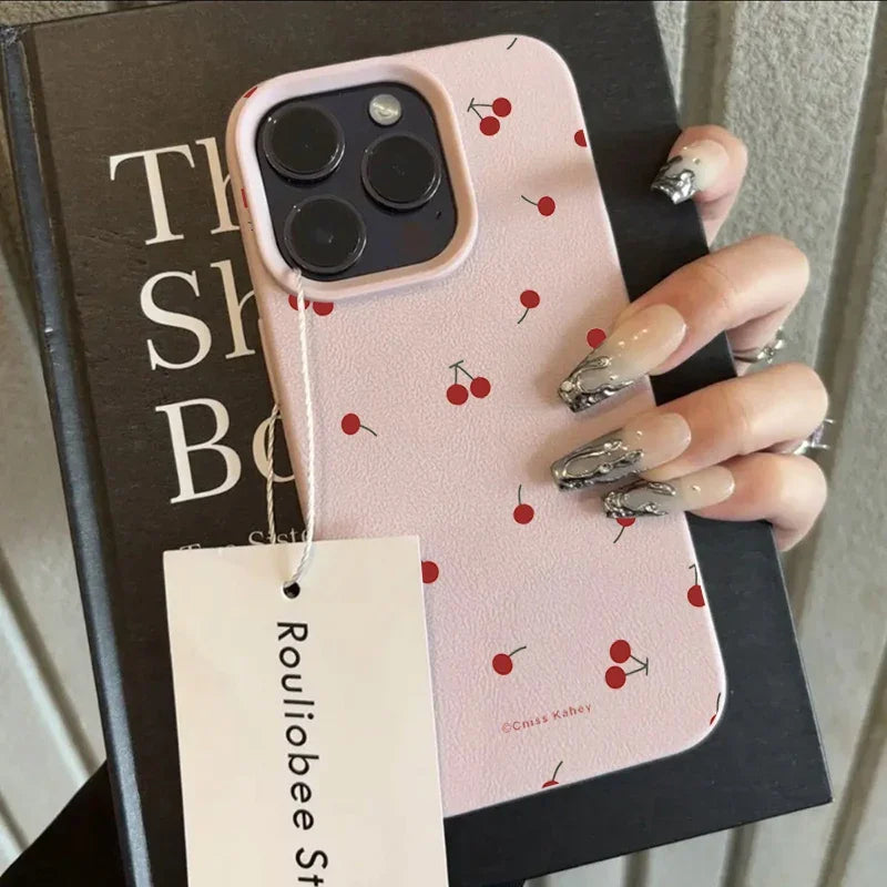 High Quality Silicone Phone Case, Cherry Design, Full Coverage Case, Shockproof Resistant