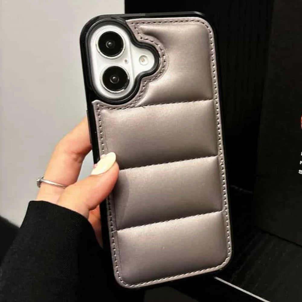 High Quality Puffer Phone Case for iPhone, Solid Color, Shockproof Protection, Soft Cover