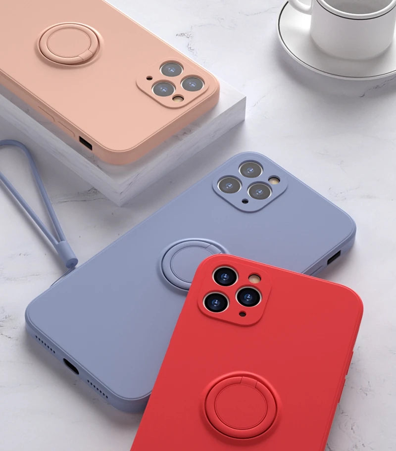 Luxury Silicone Case For iPhone With Ring