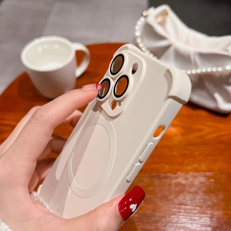 Luxury iPhone Case with Magsafe and Wireless Charging, Soft Camera Lens Protection, Shockproof and Anti-fingerprint Cover