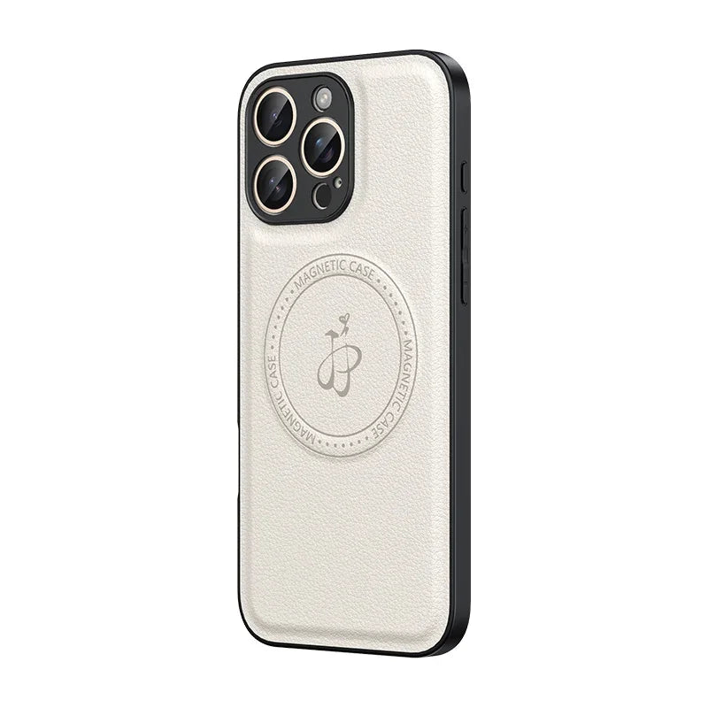Premium Leather Magnetic Case for iPhone for Mag Safe Wireless Charging Case, Shockproof Resistant Case