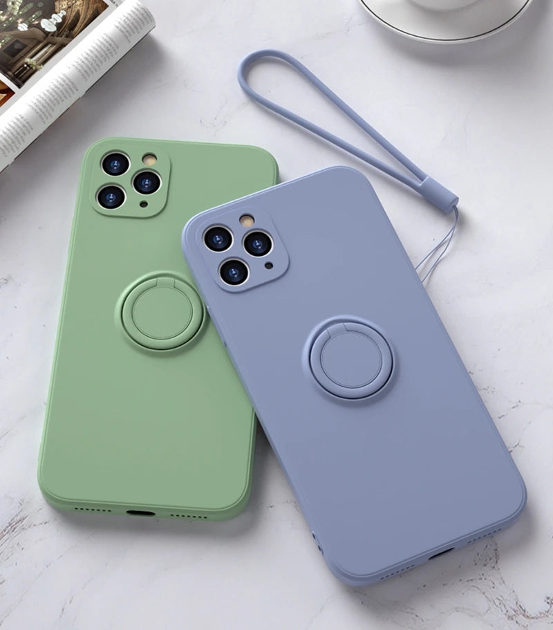 Luxury Silicone Case For iPhone With Ring