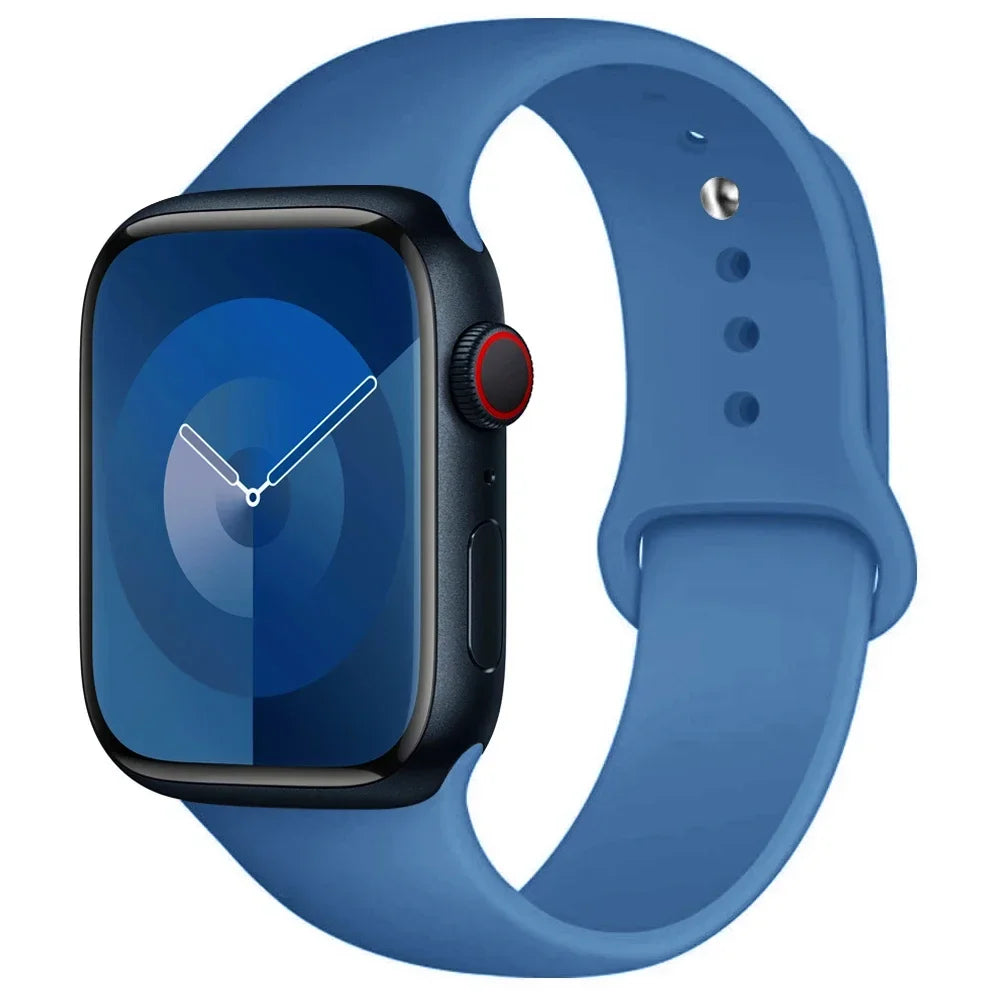 High Quality Silicone Strap For Apple Watch, 44mm 45mm 40mm 41mm 42-38mm 45 mm and series 8 7 6 5 4 3 SE 9 Ultra 2 49mm