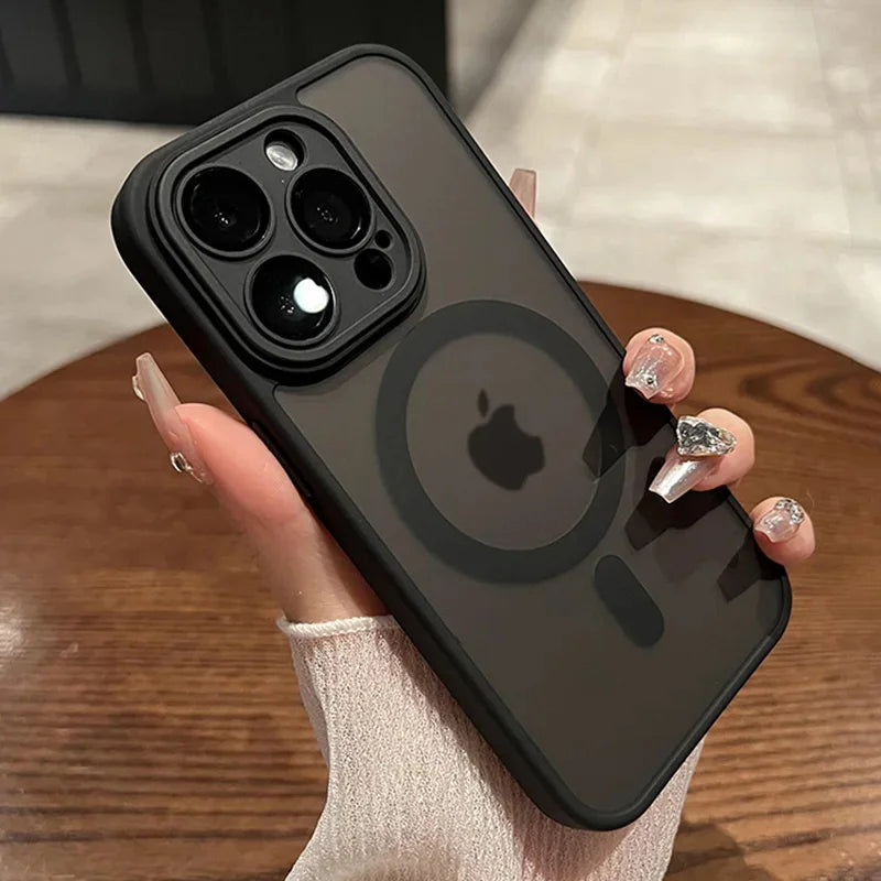 Premium Magnetic Phone Case, Luxury Matte Translucent Case, Shockproof Resistant, MagSafe Wireless Charging
