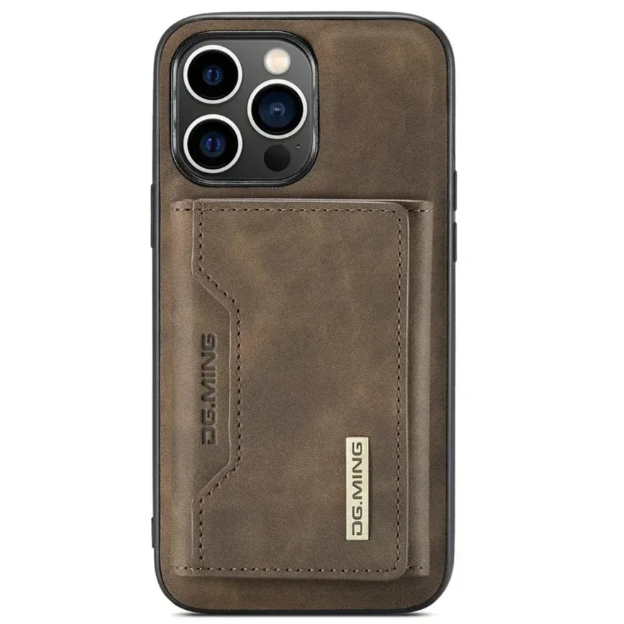 Premium Leather iPhone Case with Card Holder on the Back, Shockproof Resistant Phone Case