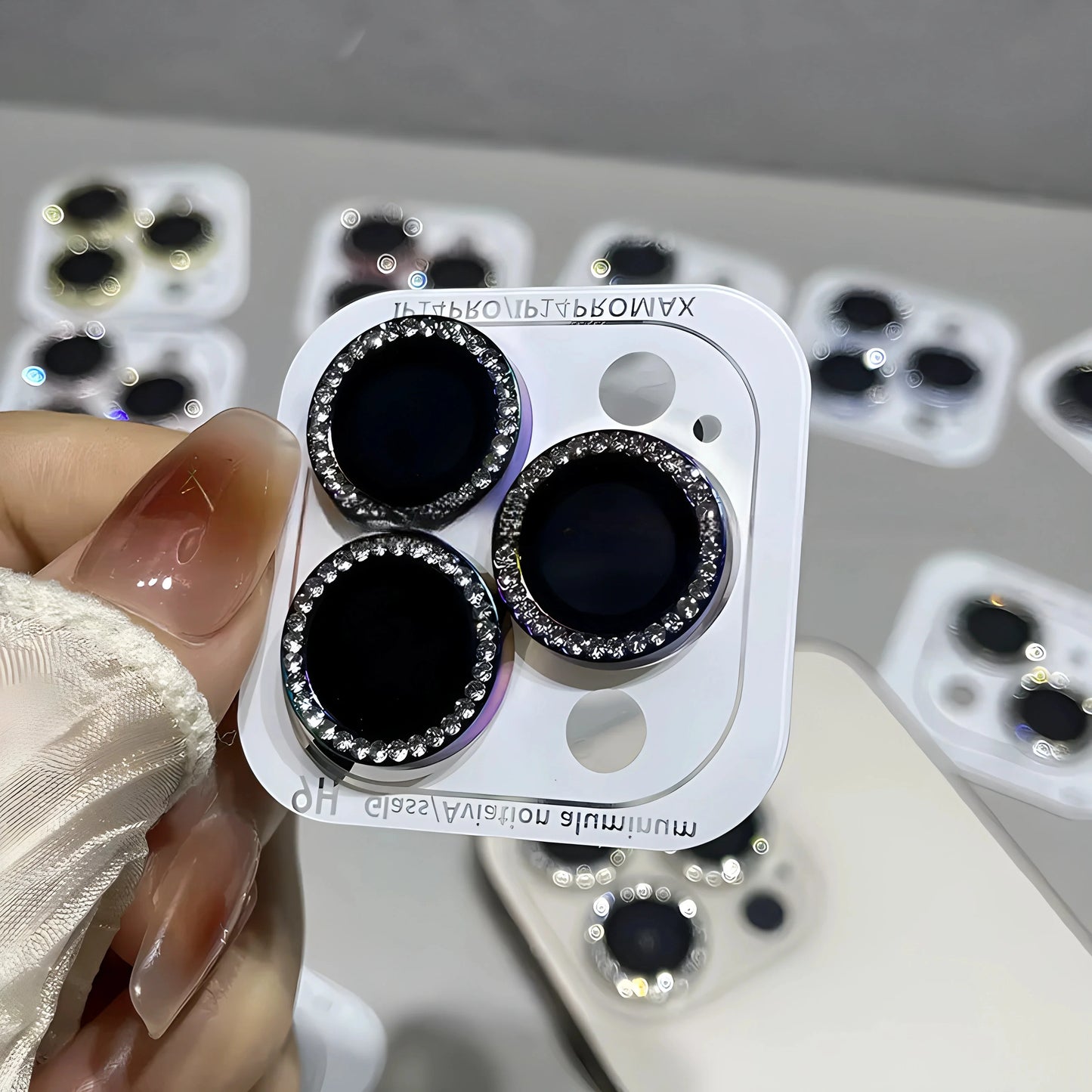 Luxury Diamond Lens Protector For iPhone with Camera Protection Glass.