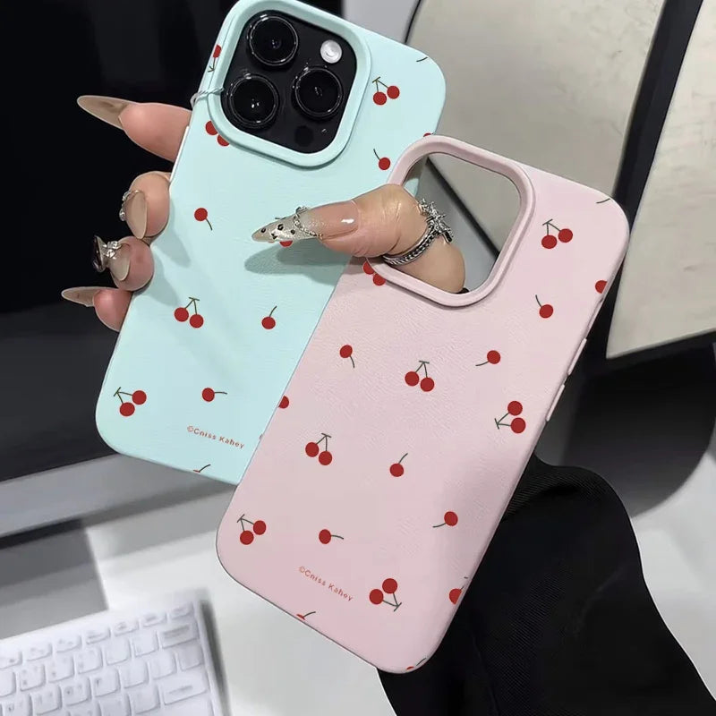 High Quality Silicone Phone Case, Cherry Design, Full Coverage Case, Shockproof Resistant