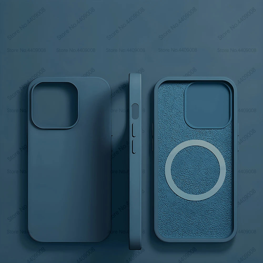 Premium Silicone iPhone Case with Wireless Charging and Magnetic Case for MagSafe, Soft Cover Phone Case, Shockproof Resistant.