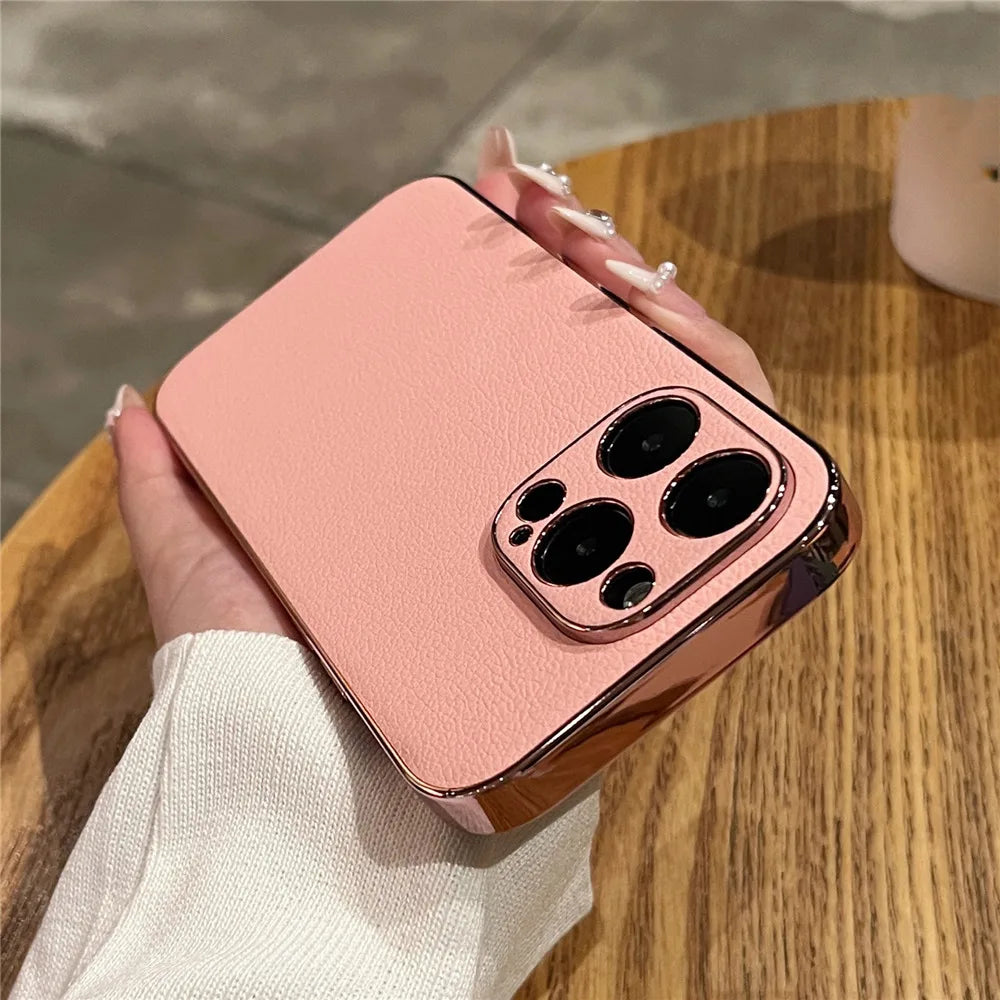 Luxury Lambskin Leather iPhone Case, Premium Shockproof and Camera Protection