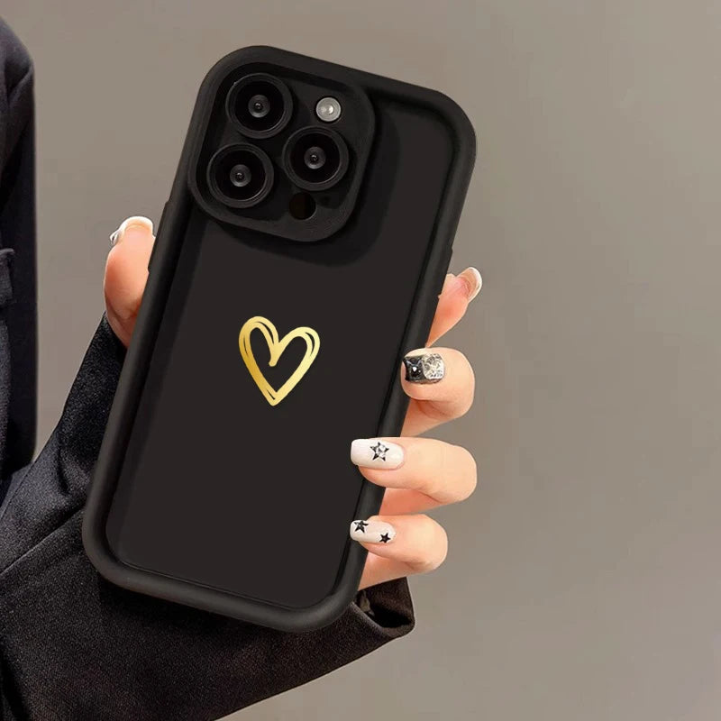 Luxury Love Heart Case For iPhone, High Quality Phone Case, Soft Silicone Phone Bumper with Heart Design, Shockproof Resistant.