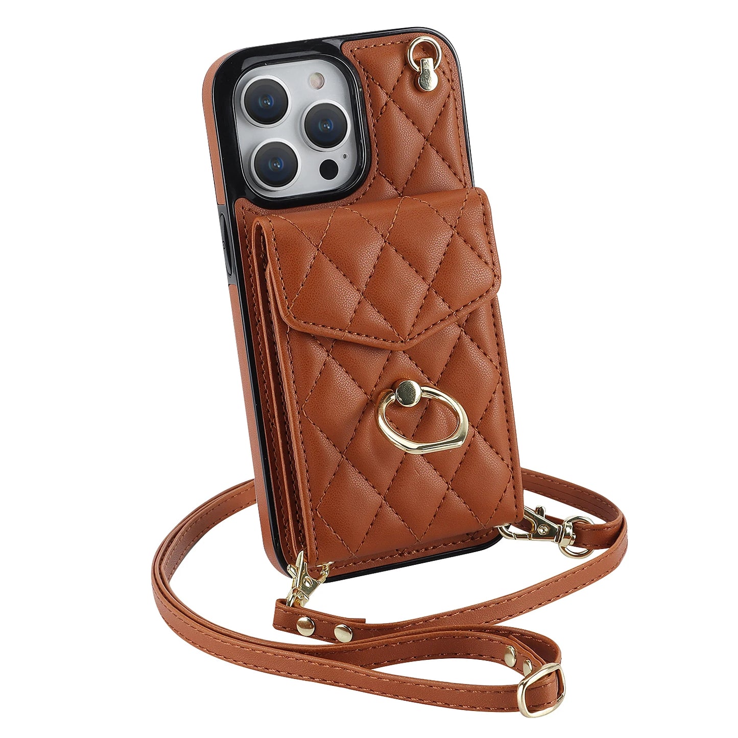 High Quality Crossbody Leather Case for iPhone with Wallet, Premium Leather, All Around Protection Phone Case.