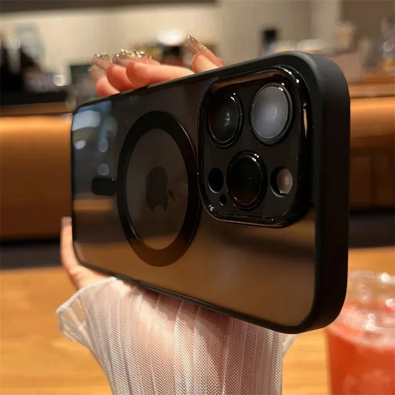 Luxury Silicone Case for iPhone, Wireless And Magnetic Charge Case, Camera Protection, Transparent Design