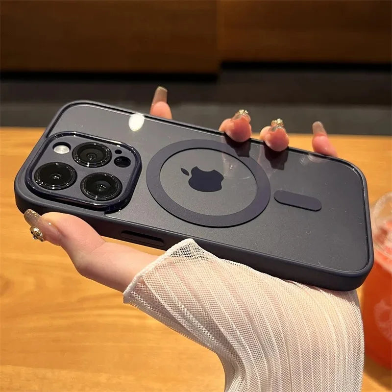 Luxury Silicone Case for iPhone, Wireless And Magnetic Charge Case, Camera Protection, Transparent Design