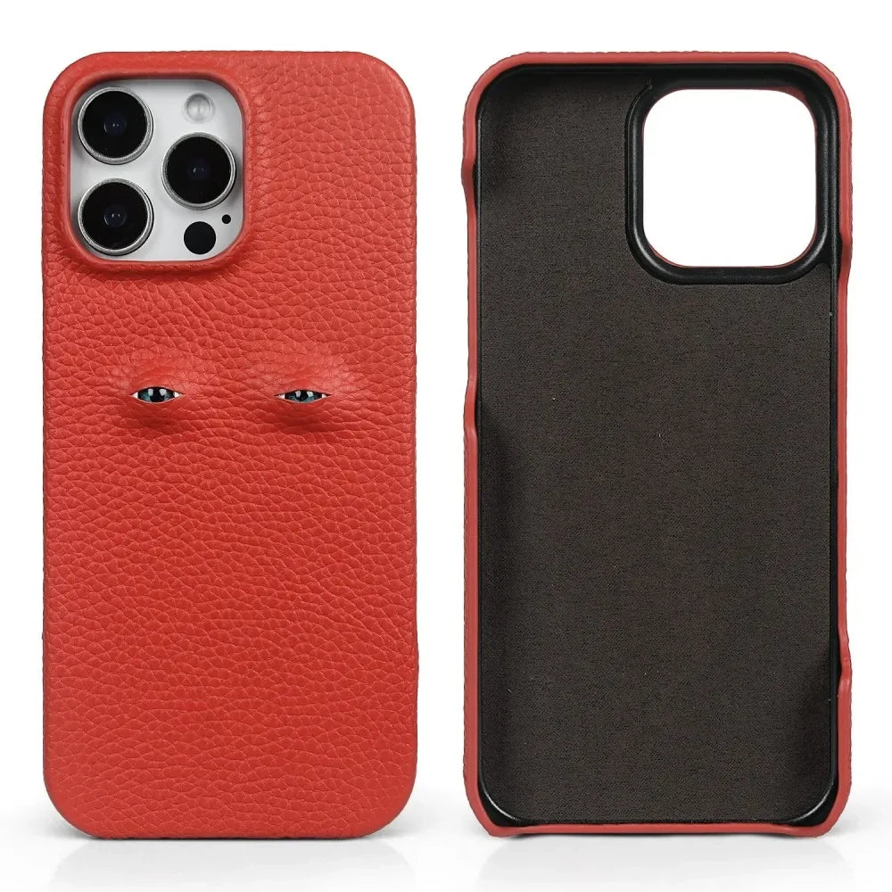High Quality Leather for iPhone, Unique Eye Design, Full Back Cover Phone Case, Shock-proof Resistant and Anti-fingerprint Leather