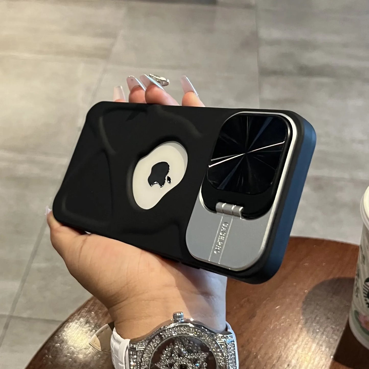 Premium Silicone Case, Magnetic Case with Camera Lens Protection Stand, MagSafe Charging and Unique Design