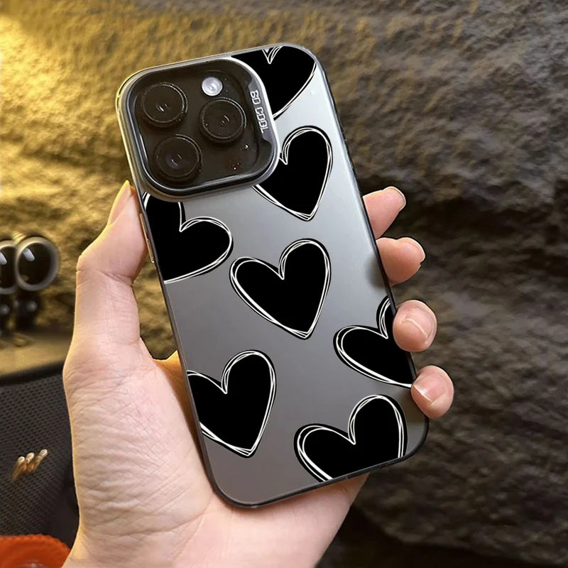 Luxury Love Heart Electroplate Silver Case For iPhone, Shockproof Back Cover, All Around Protection Phone Case