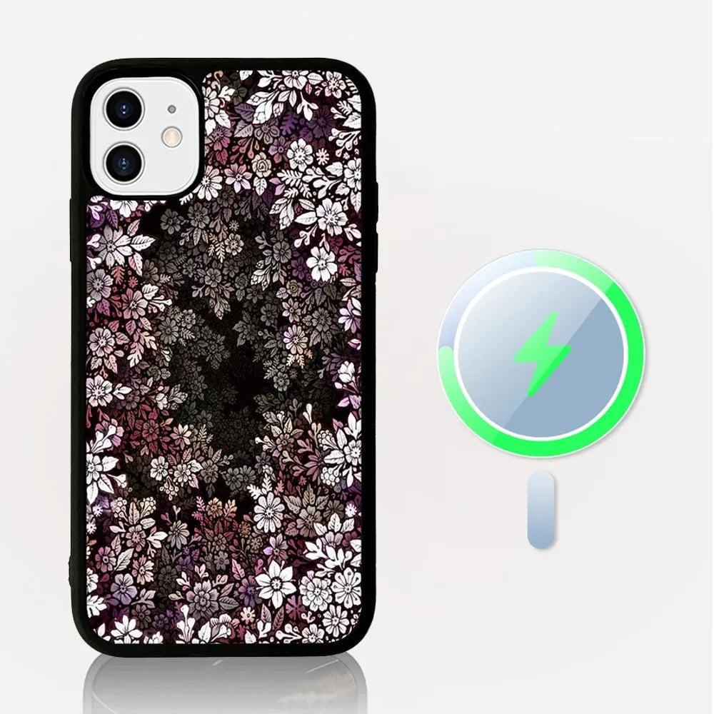 Unique Flower Design Phone Case for iPhone, Mag Safe Magnetic Wireless Charge Case For iPhone