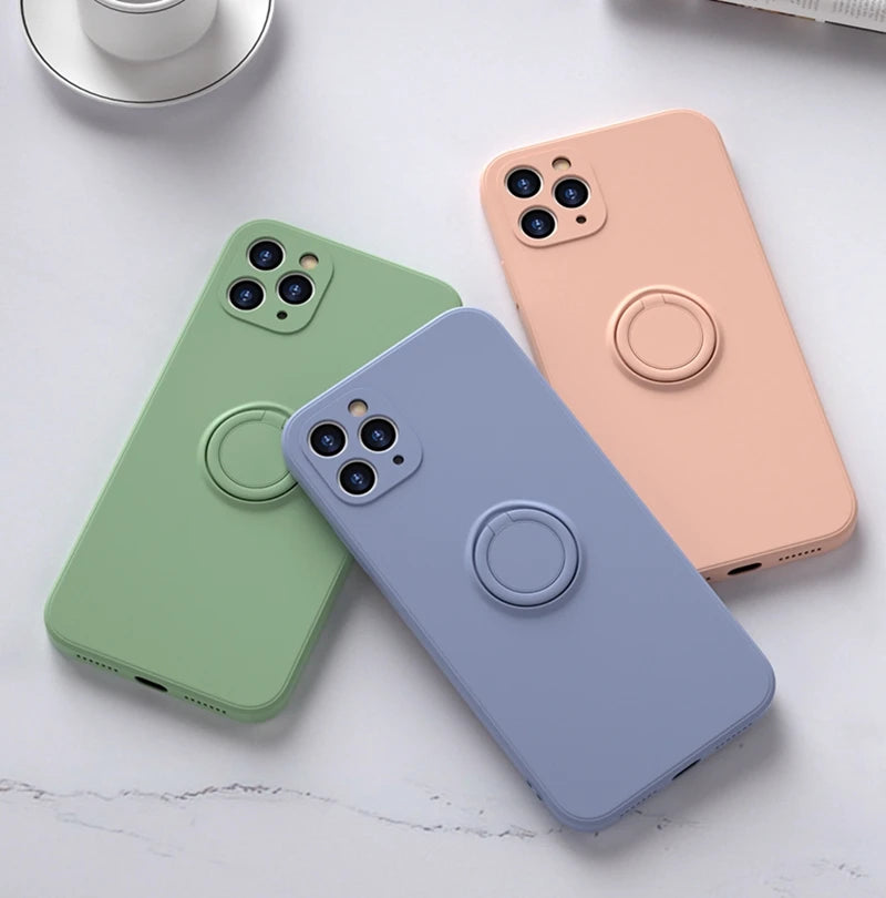 Luxury Silicone Case For iPhone With Ring