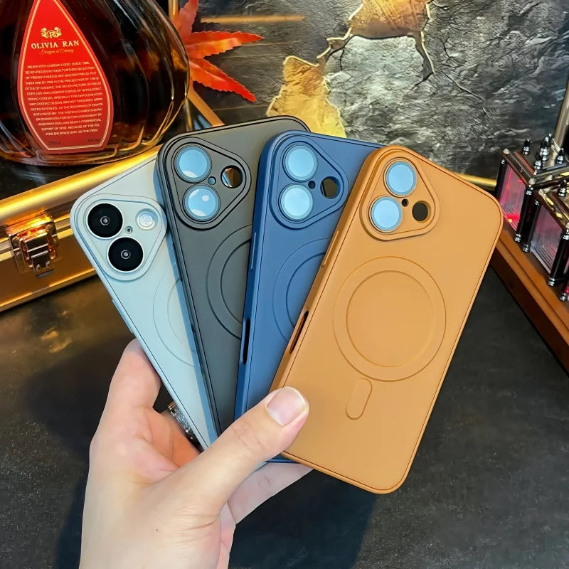 Premium Magnetic Silicone Phone Case For iPhone, Mag Safe Wireless Charging Case, Shockproof Resistant Case