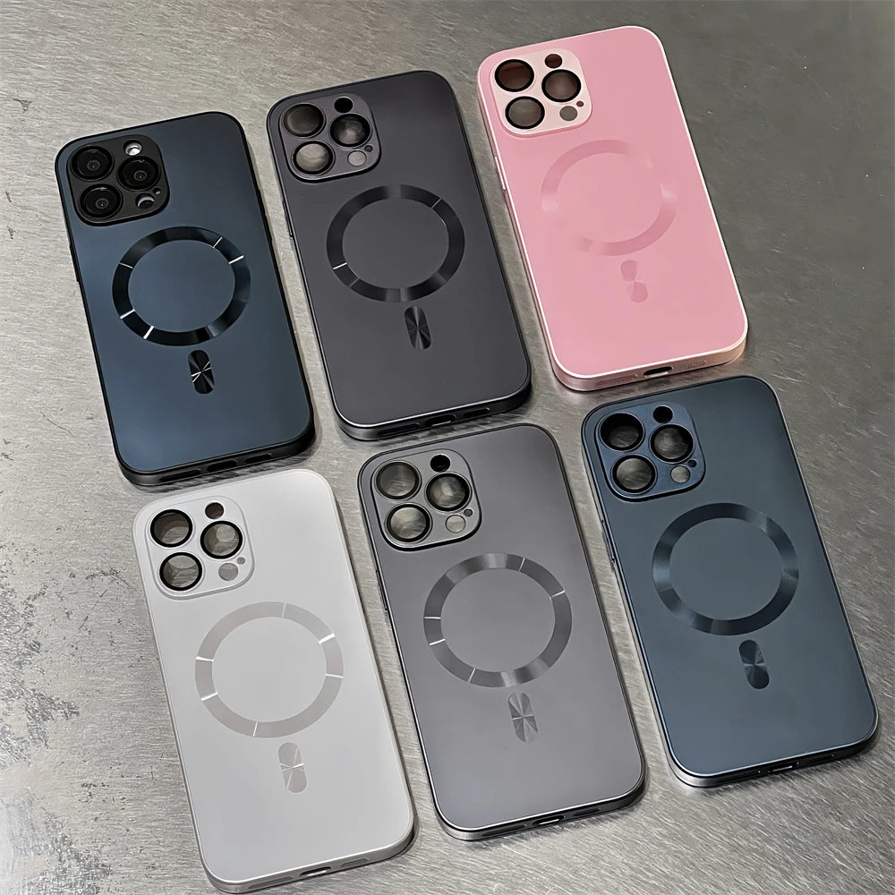 Luxury Matte Phone Case for iPhone, For Magsafe Wireless Charging Phone Case, Shockproof Bumper Cover